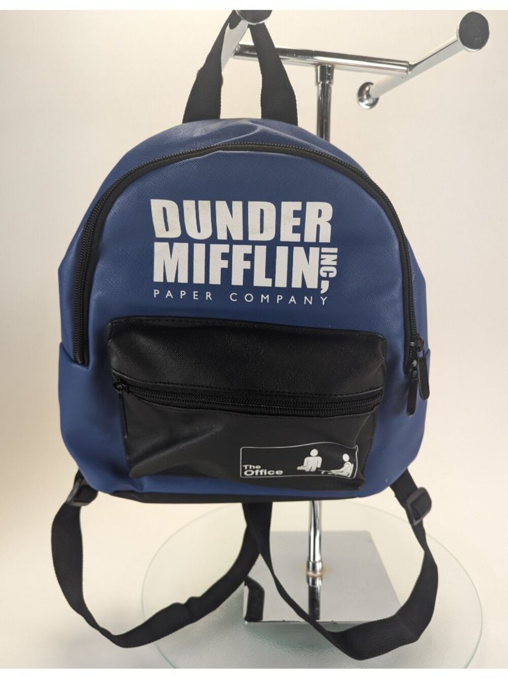 Dunder Mifflin Paper Mini Backpack Blue Faux Leather The Office TV Show - EUC - Picture 3 of 6